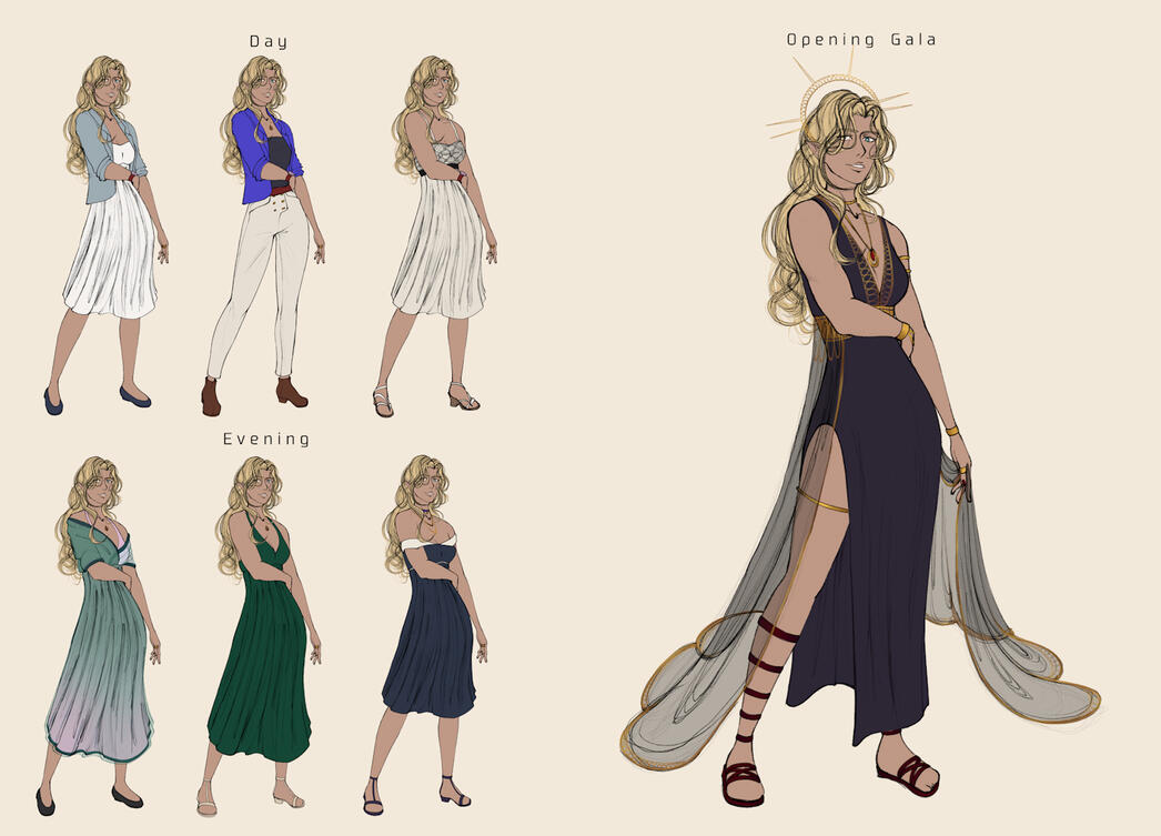 Example Character Sheet, Flat Colors and Rough Lineart